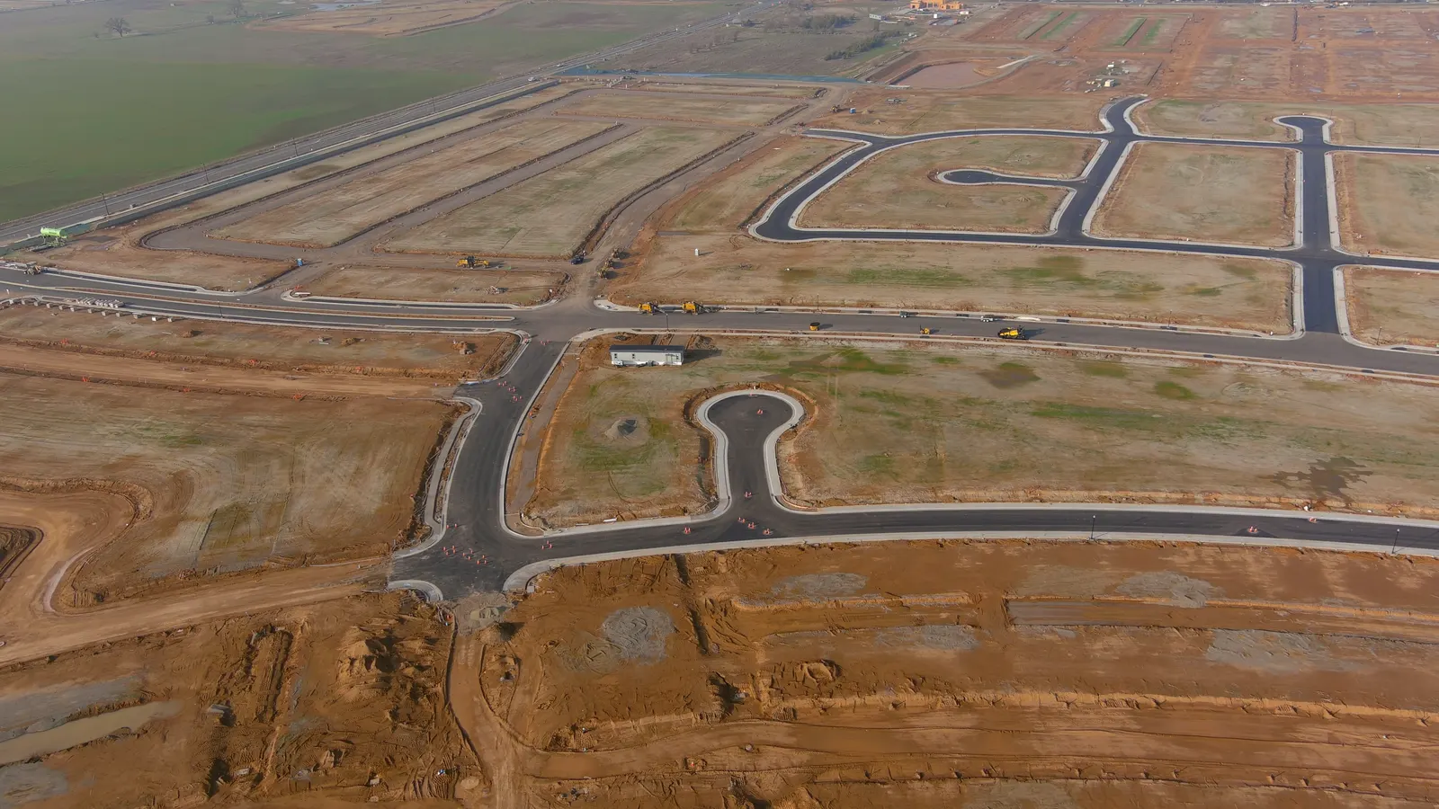 New roads laid out across a development site